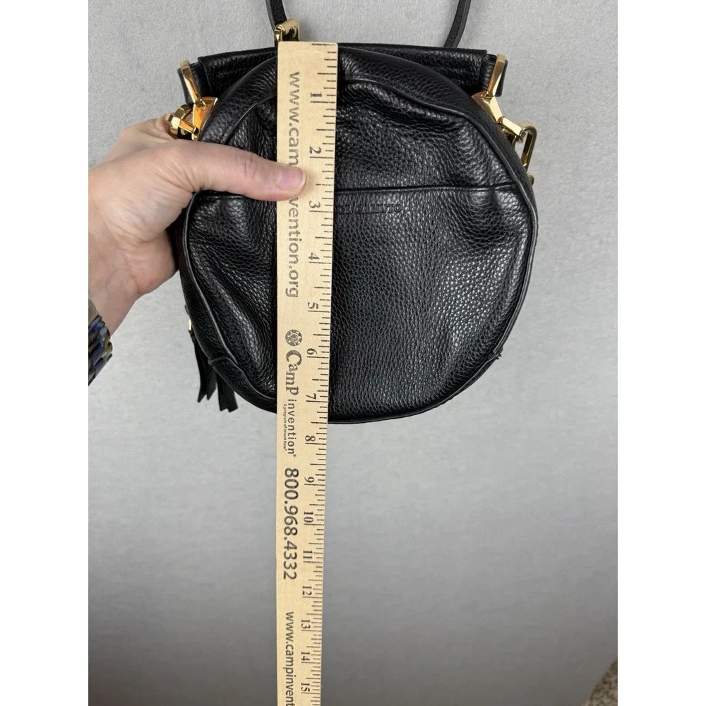 Vince Camuto Black Pebbled‎ Leather Round Crossbody Bag Gold Hardware Top Handle